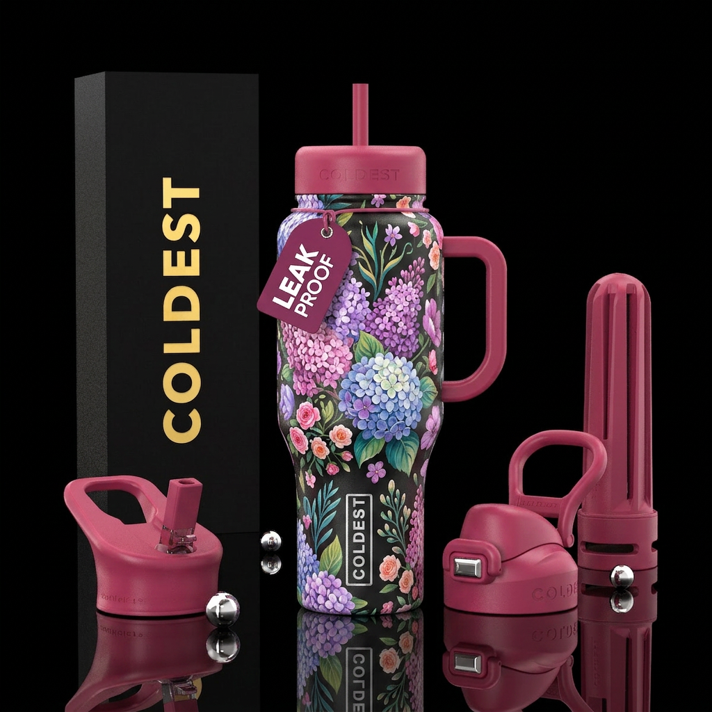 Flowers floral water bottle design