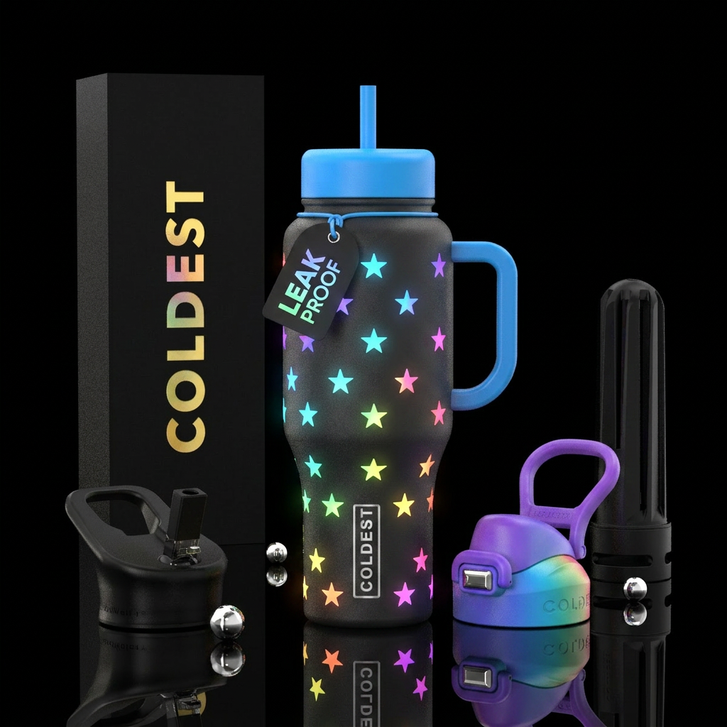 Stars that glow water bottle design