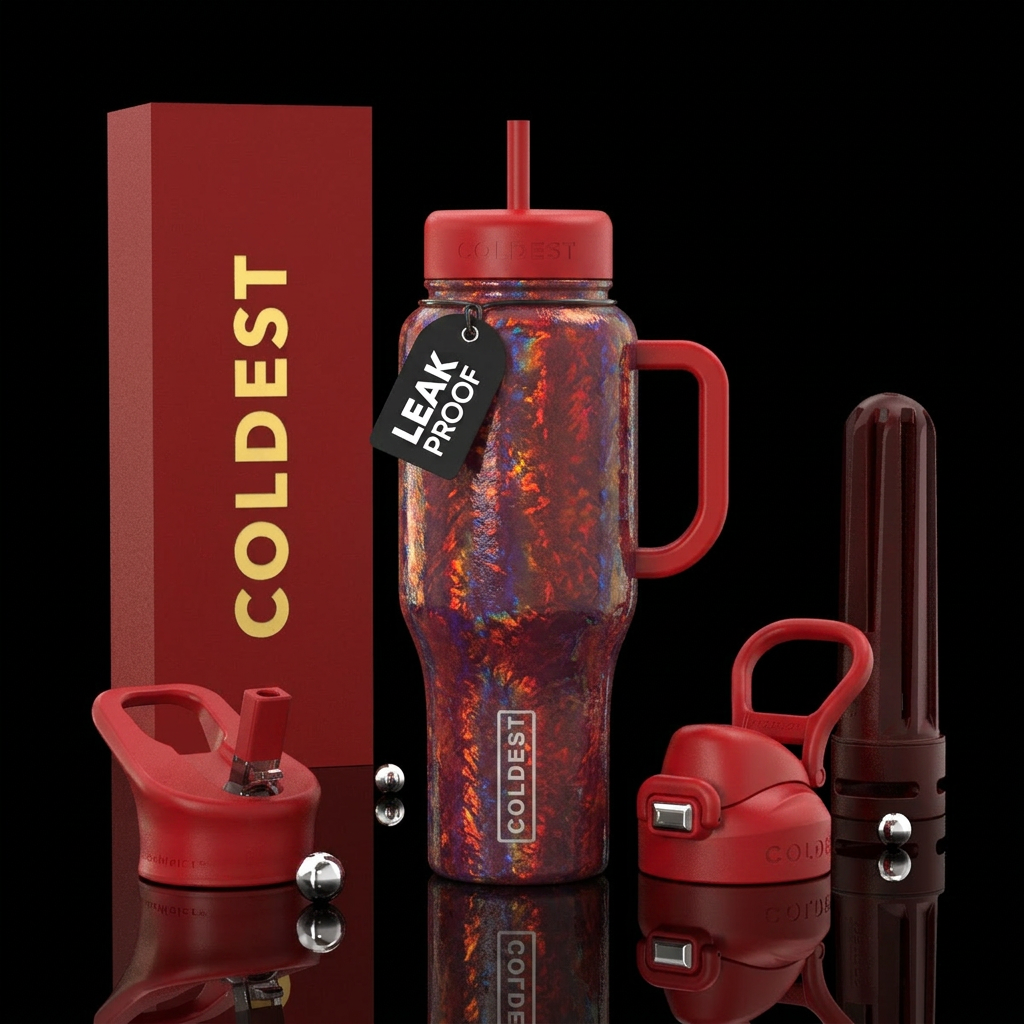 Red Luna opal water bottle design