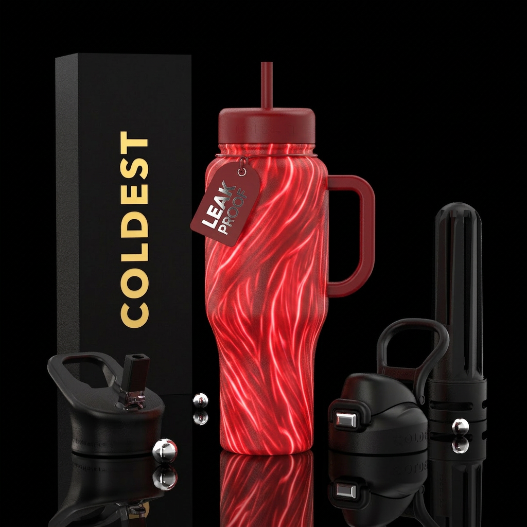 Red licorice glowie water bottle design