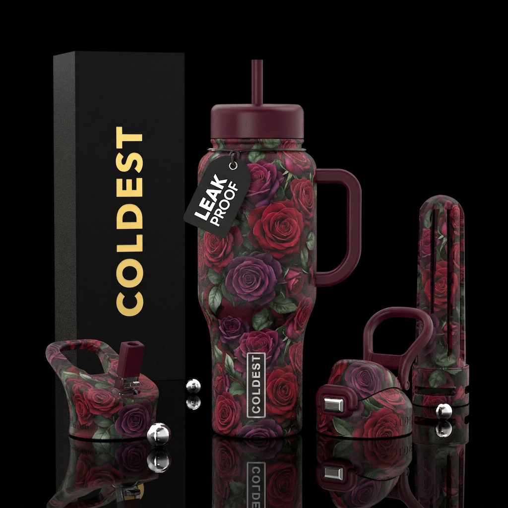 Burgundy of roses 🌹 bouquets water bottle design