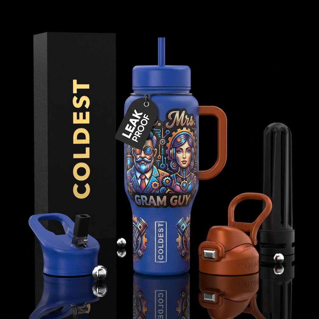 Mr and Mrs gram guy water bottle design