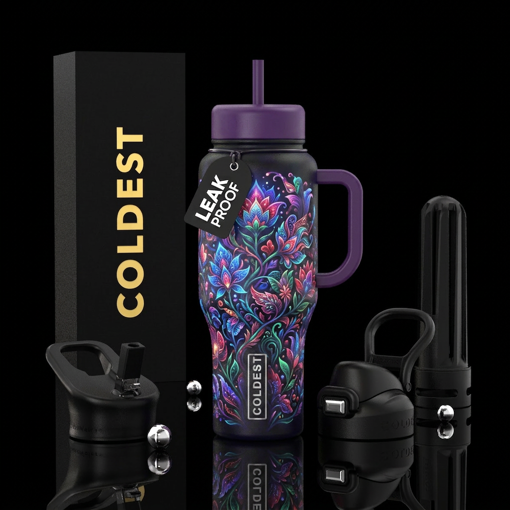 Magical flower design glowing water bottle design