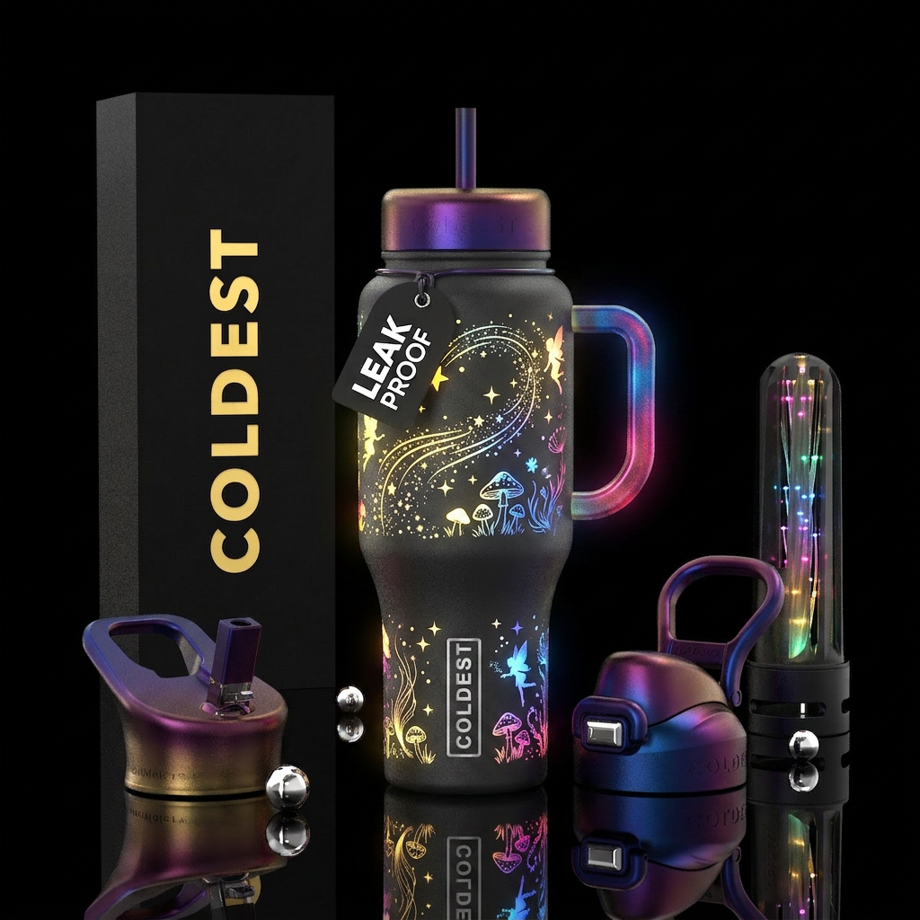 Whimsical fairy tales magical glowie water bottle design