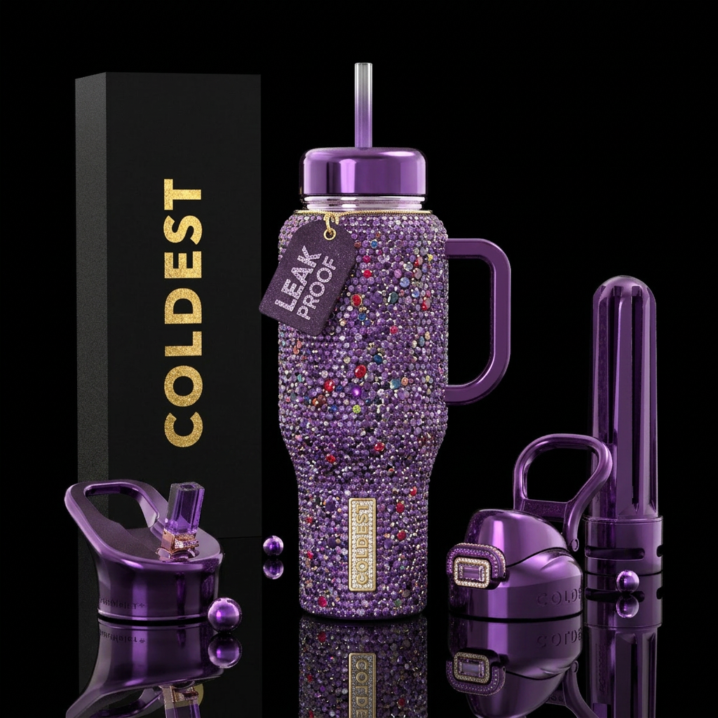 Amethyst with gemstones water bottle design