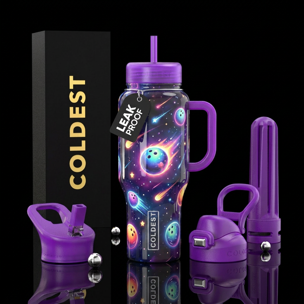 Glowie whimsical bowling ball glowie water bottle design