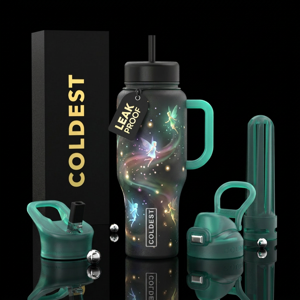 Whimsical magical fairy 🧚 glowie water bottle design