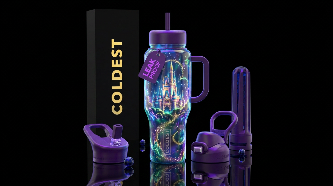 Whimsical at Disney world glowing water bottle design