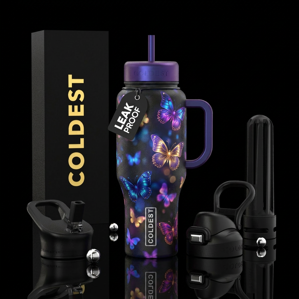 Whimsical of butterflies glowing water bottle design