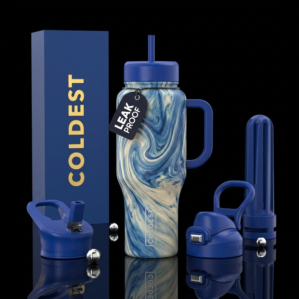 Blue molten ivory water bottle design