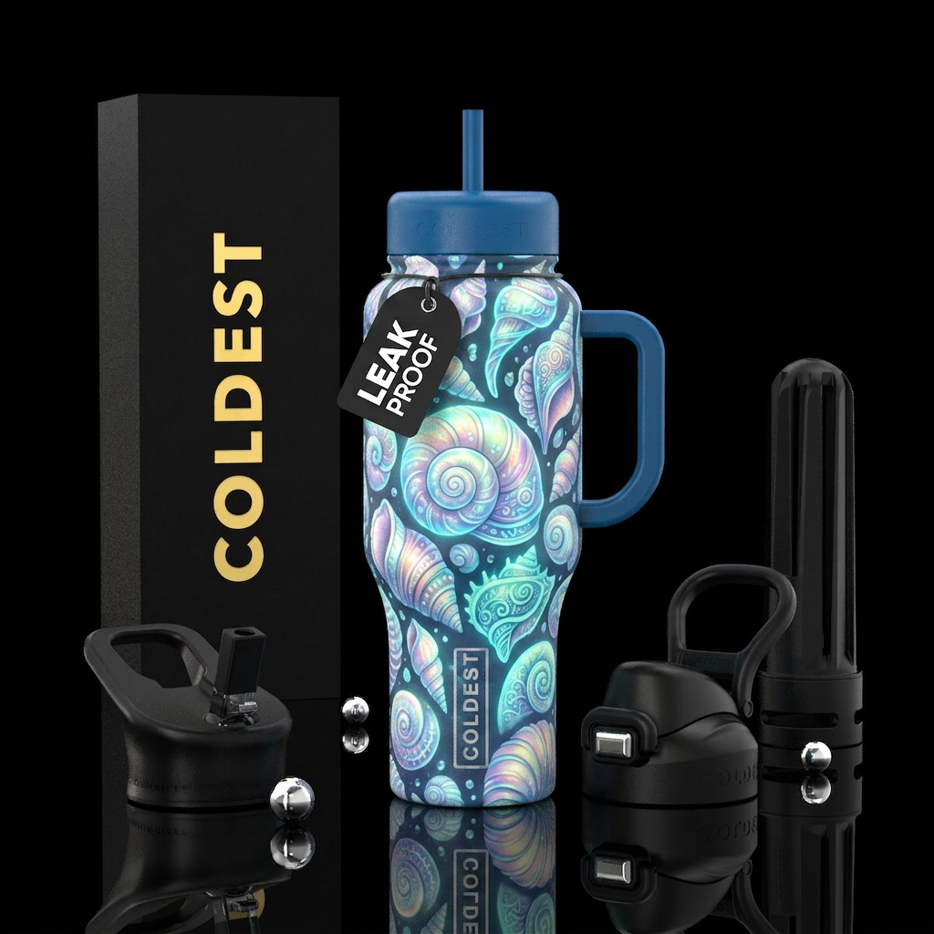 Whimsical magical  sea shells 🐚 that glow water bottle design