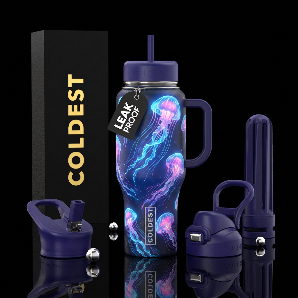 Whimsical magical jellyfish 🪼 glowing bright water bottle design