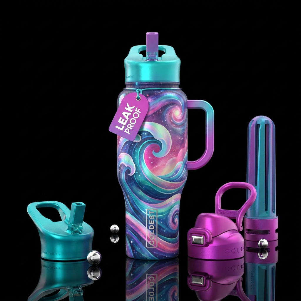 Whimsical magical suenammy wave bottle water bottle design