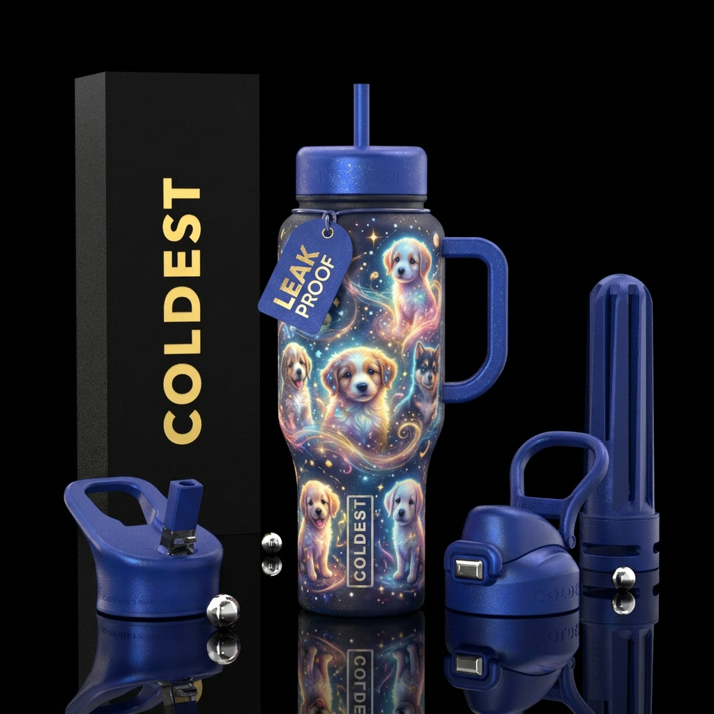 Magical beauty whimsical with puppies glowing water bottle design