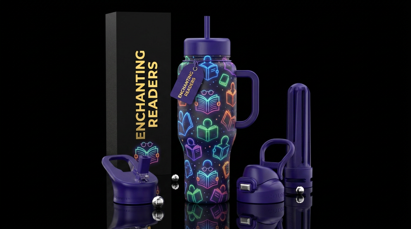 Enchanting glowing readers water bottle design