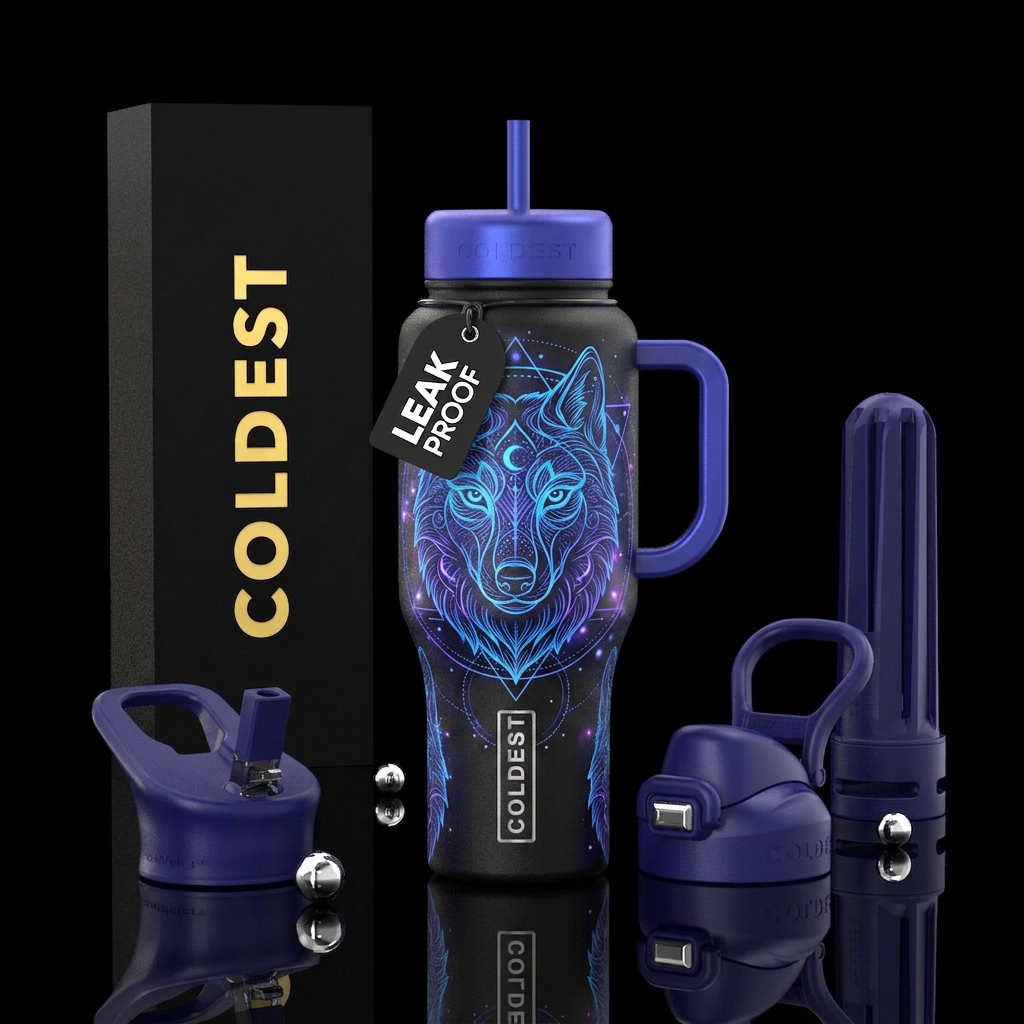 wolf glowie water bottle design