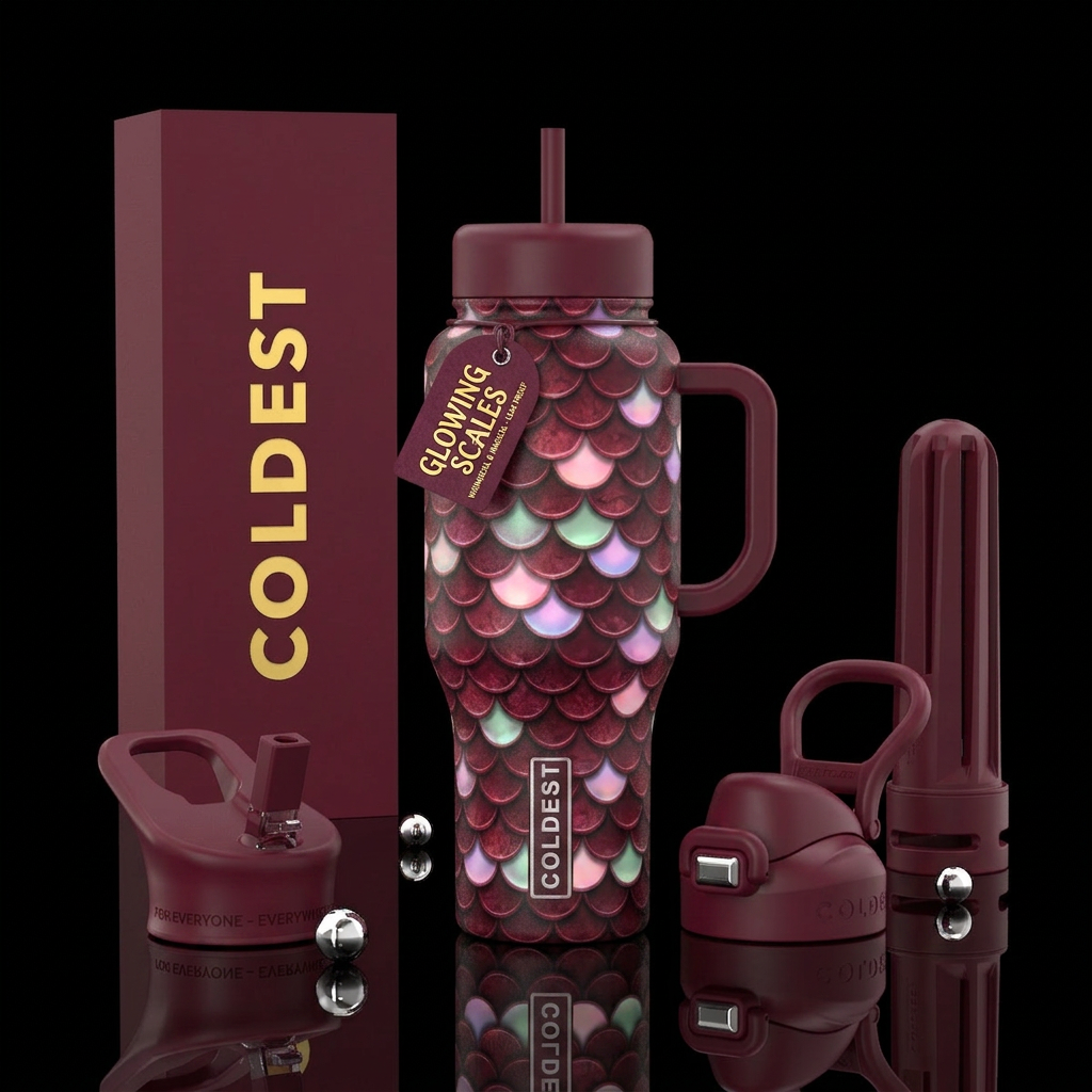 Whimsical magical pastel mermaids scale’s glowie d... water bottle design