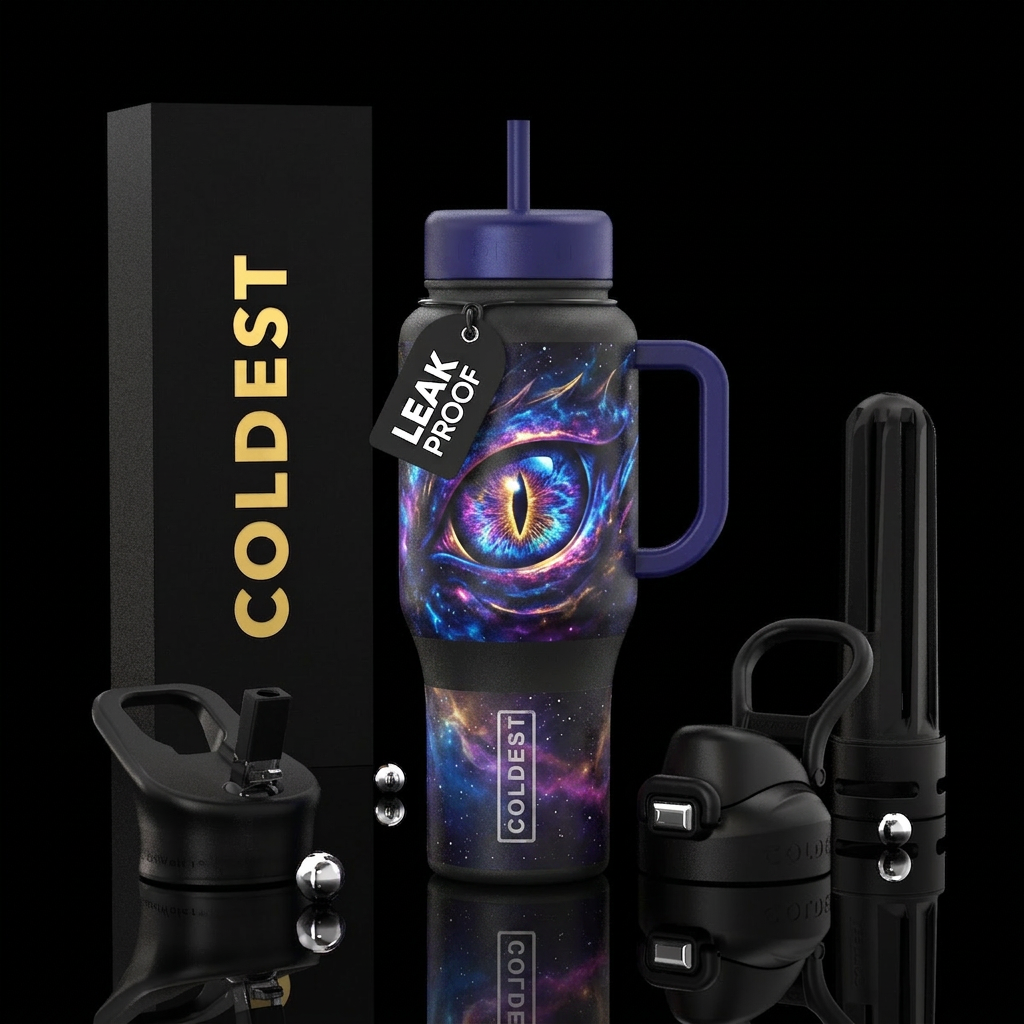 Celestial dragon eye 👁️ glowing water bottle design