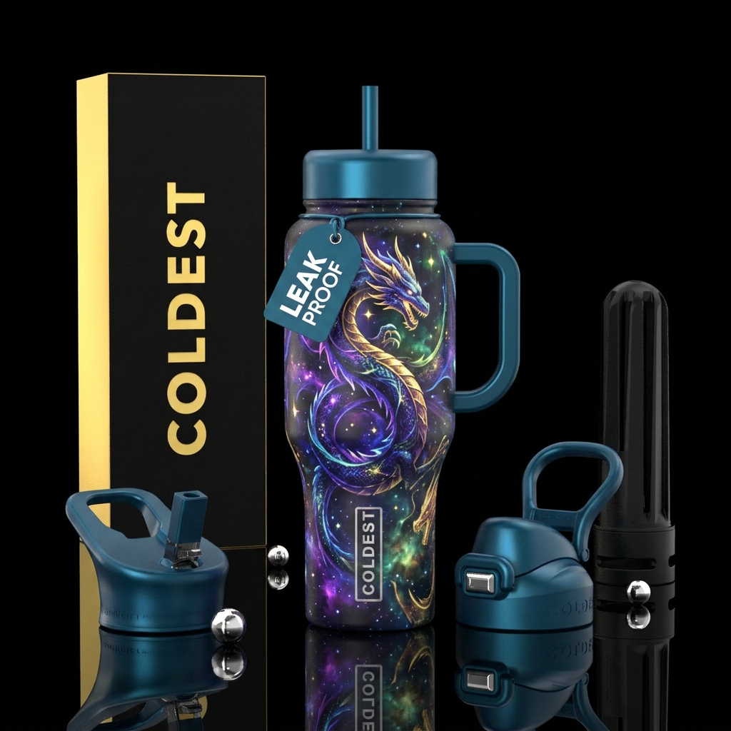 Celestial dragon glowies water bottle design