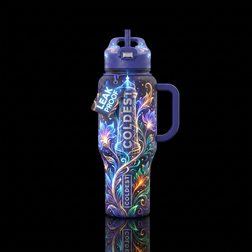 Magical whimsical glowing glowing florals glowie t... water bottle design