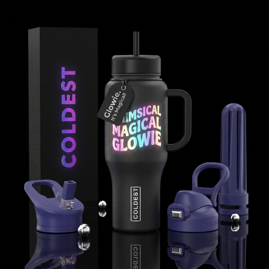 The coldest whimsical magical glowie water bottle design