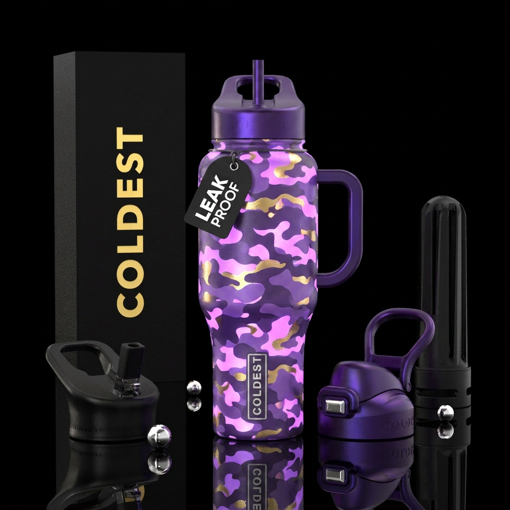 Whimsical magical glowing purple camouflage glowie... water bottle design
