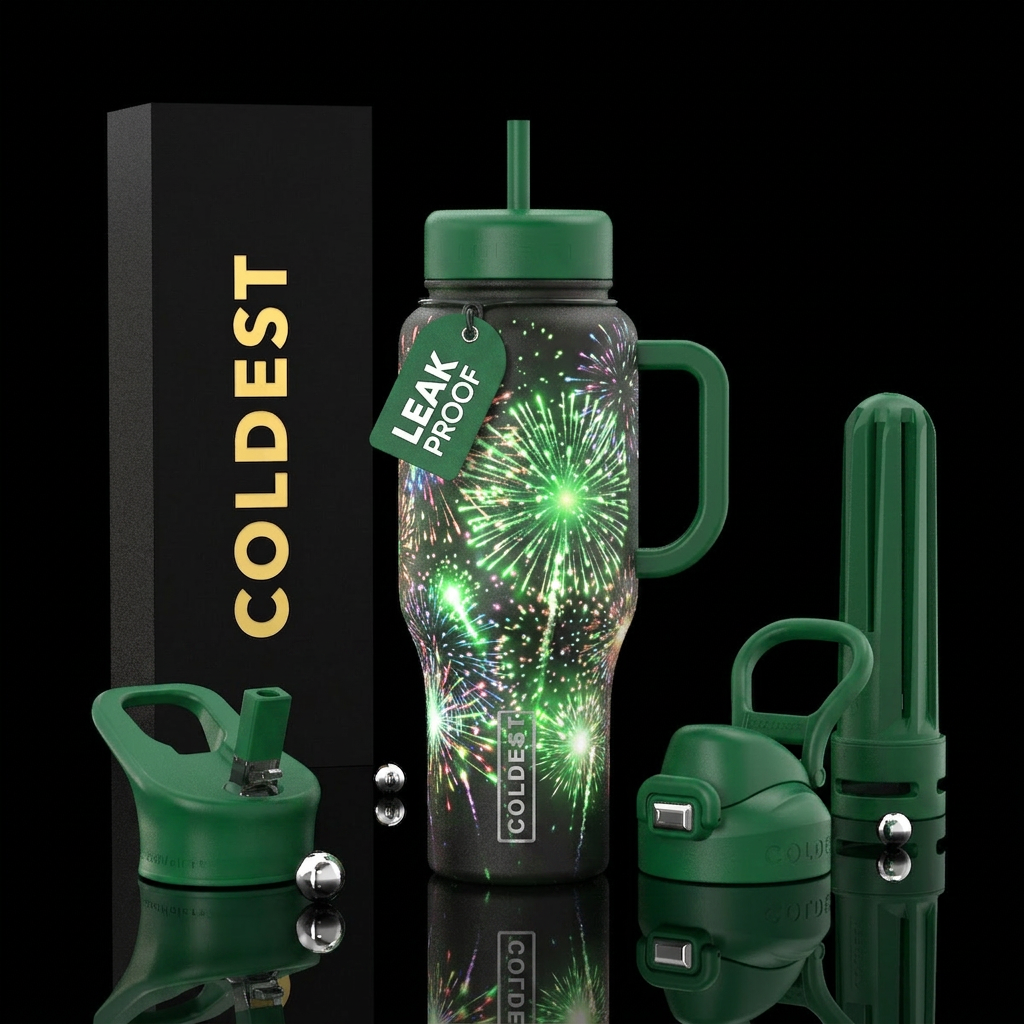 Whimsical magical great American fireworks with al... water bottle design
