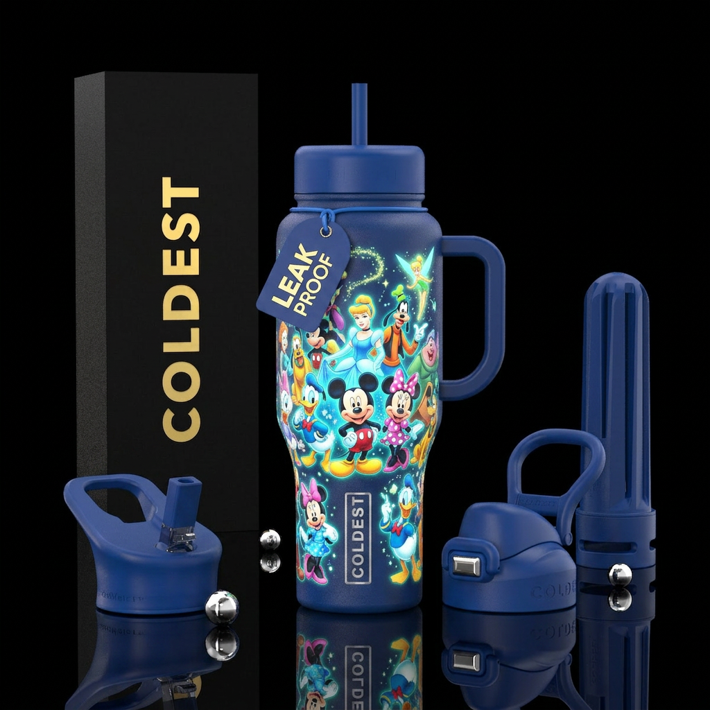 Magical world of Disney characters that glow in th... water bottle design