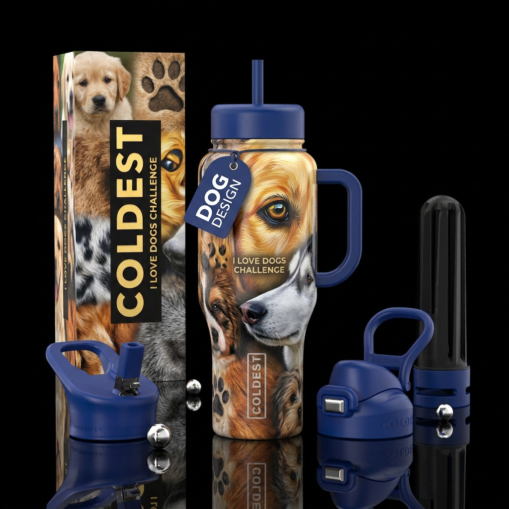 I love dogs challenge water bottle design