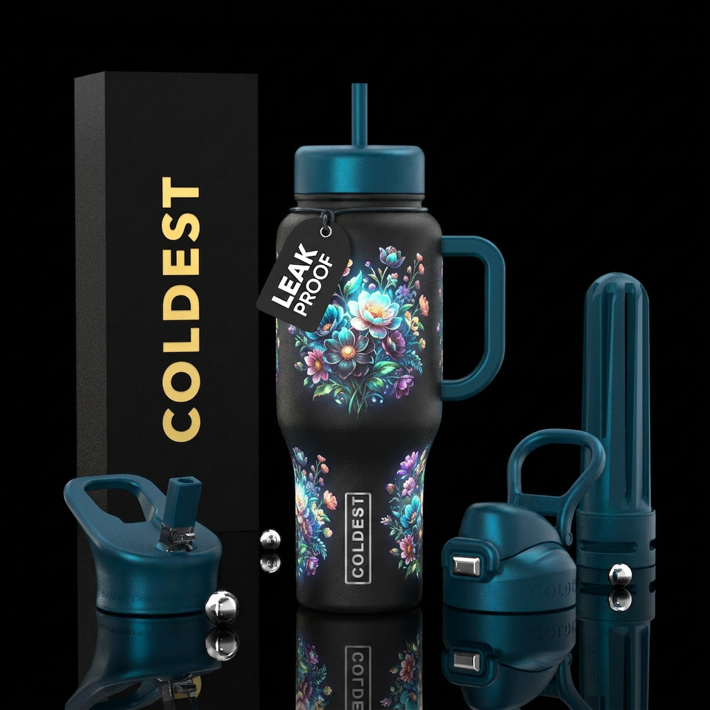 magical florals of bouquets of flowers 💐 that glo... water bottle design