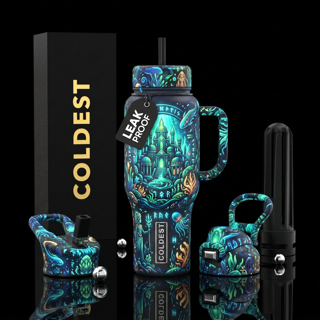 Whimsical and magical Egyptians or the Atlantaeans... water bottle design