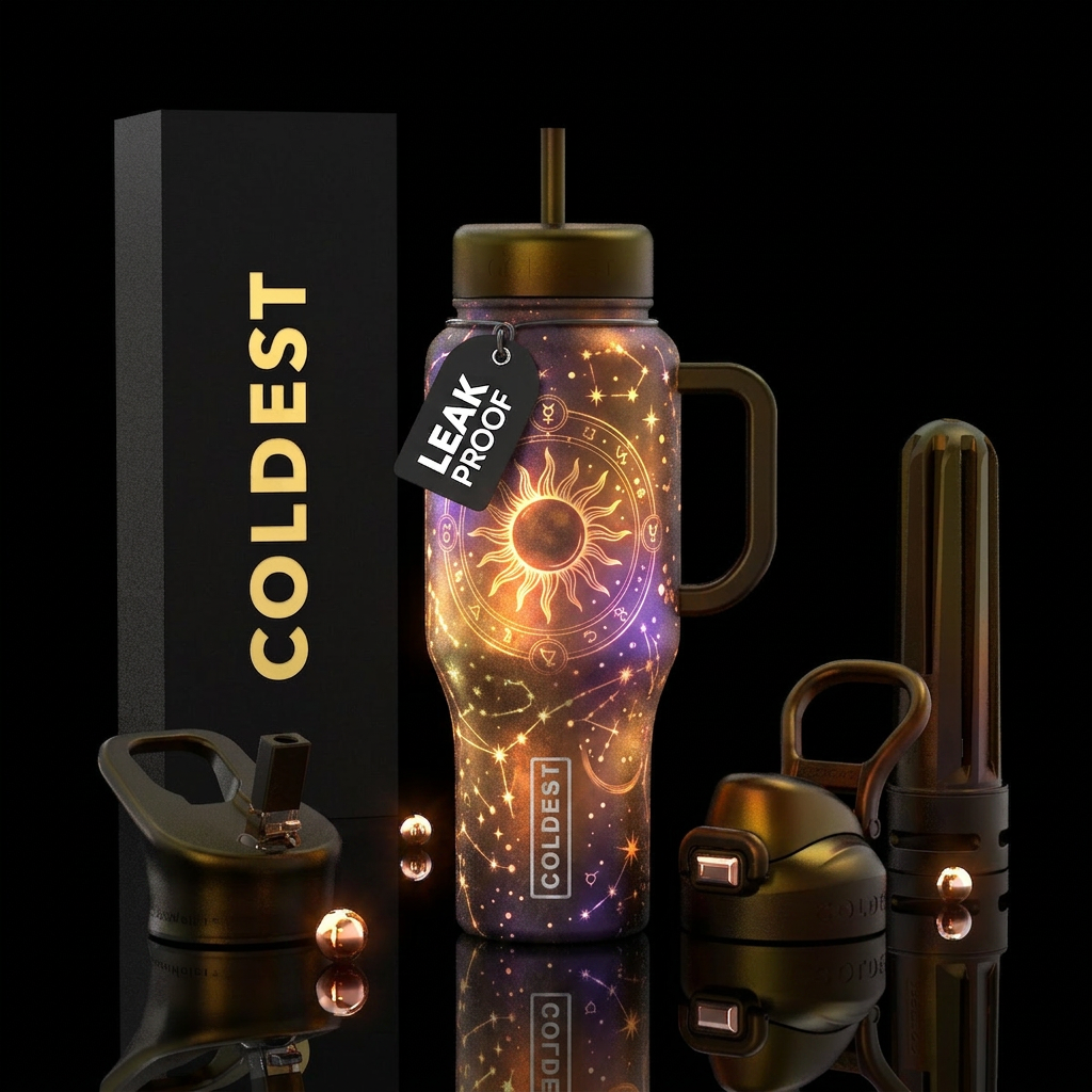Whimsical magical sun spell that is glowie bright water bottle design