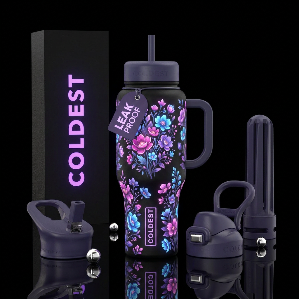 Whimsical magical florals and florals design that ... water bottle design