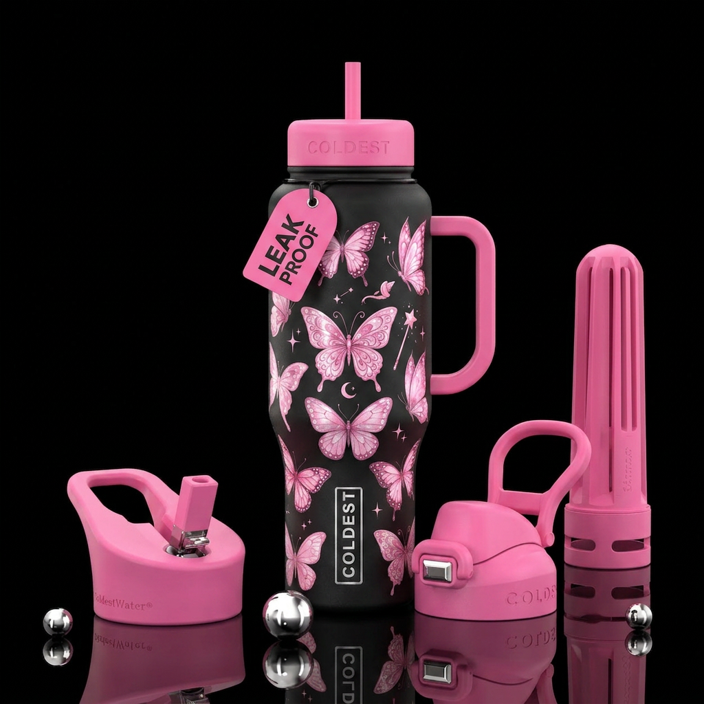 whimsical magical butterfly for a girl twin water bottle design