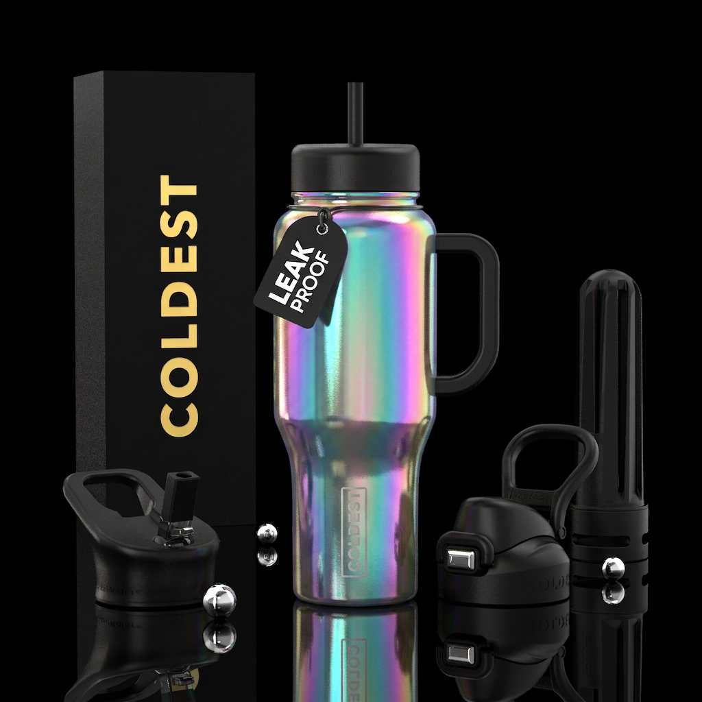 Rainbow opal water bottle design