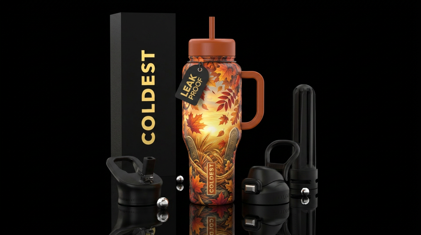 Autumn equinox water bottle design