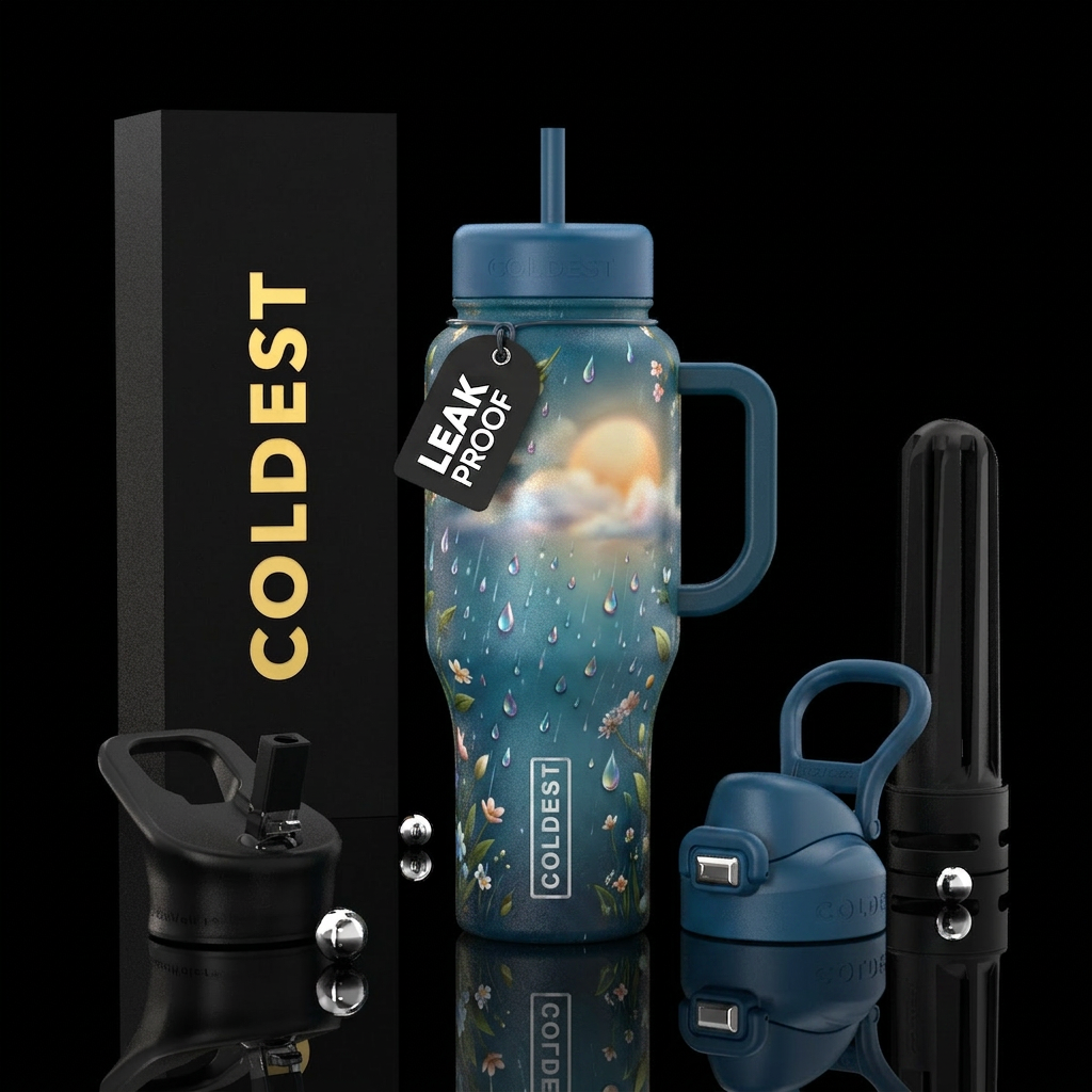 Spring sun shower water bottle design