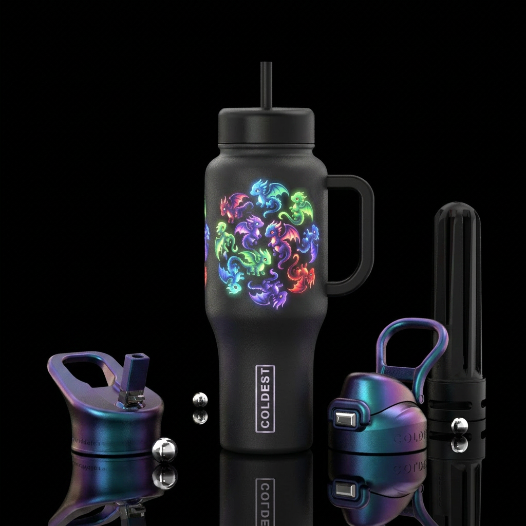 Glowie baby dragons in multi colors water bottle design