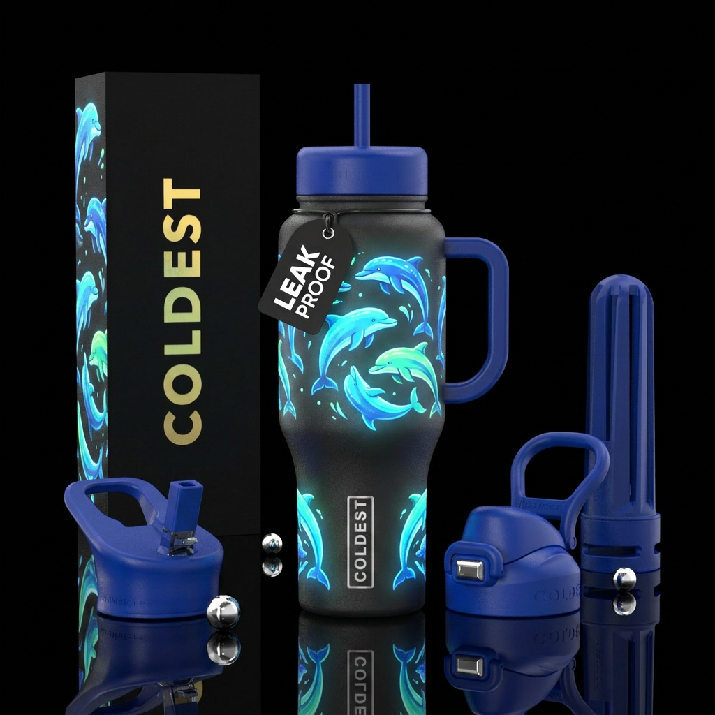 Glowie frockling dolphins water bottle design