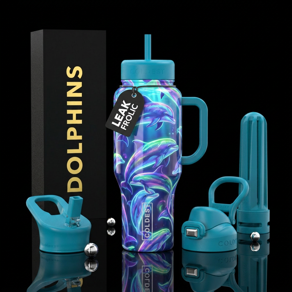 Glowie frockling dolphins water bottle design