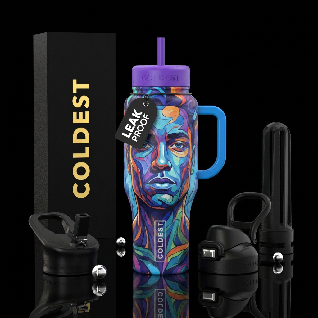 Abstract guy print water bottle design