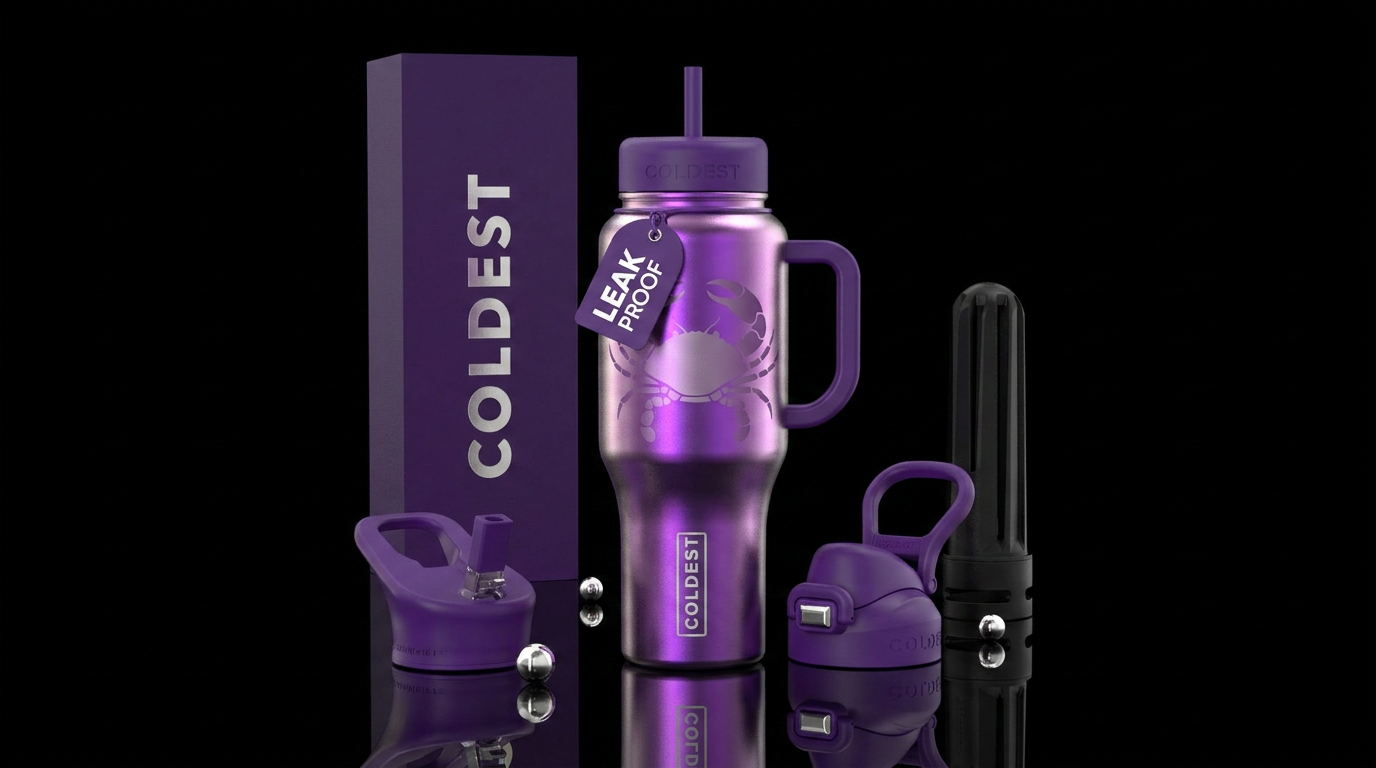 purple metallic zodiac cancer water bottle design