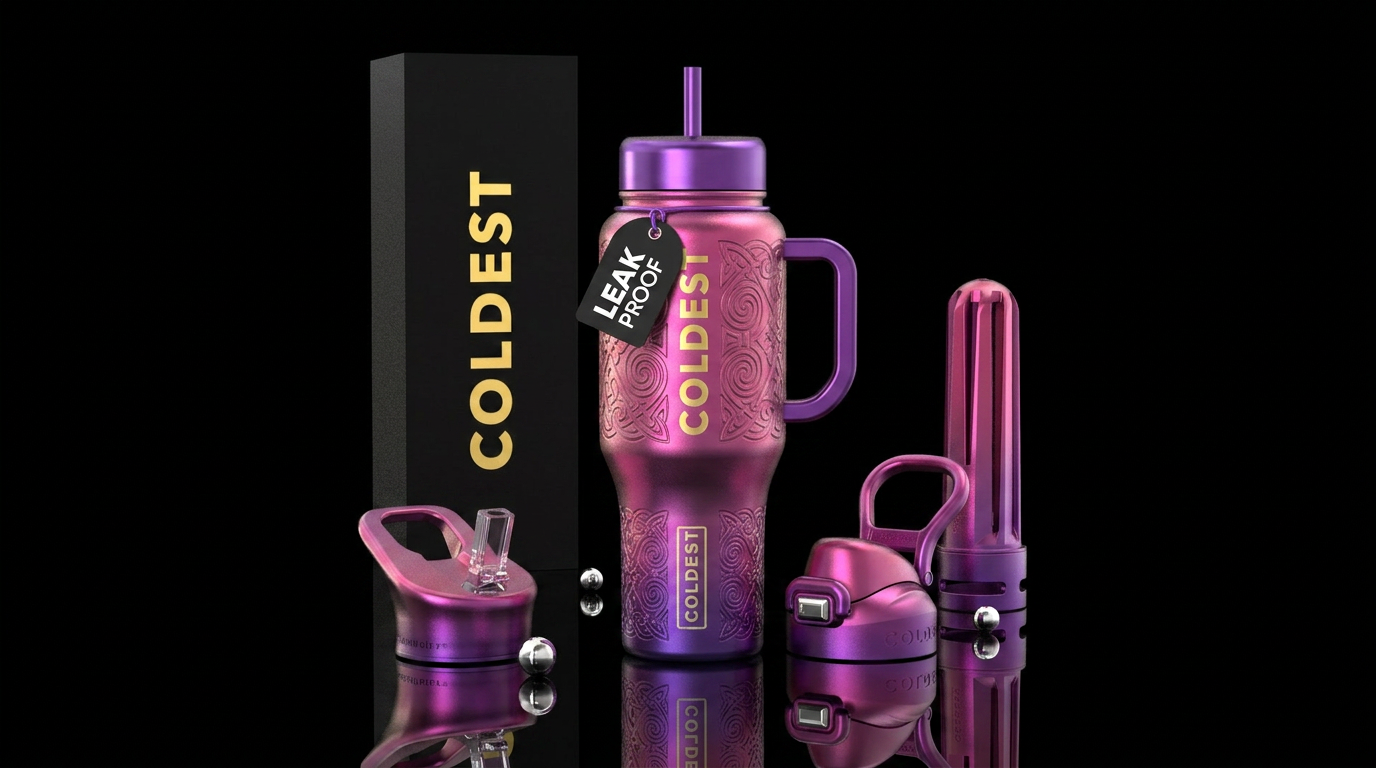 celtic pink and purple metallic water bottle design