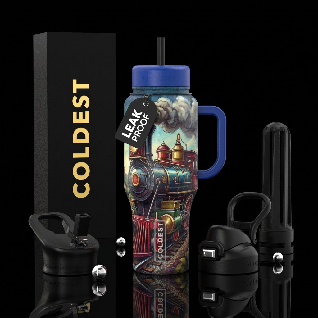 Locomotive train water bottle design