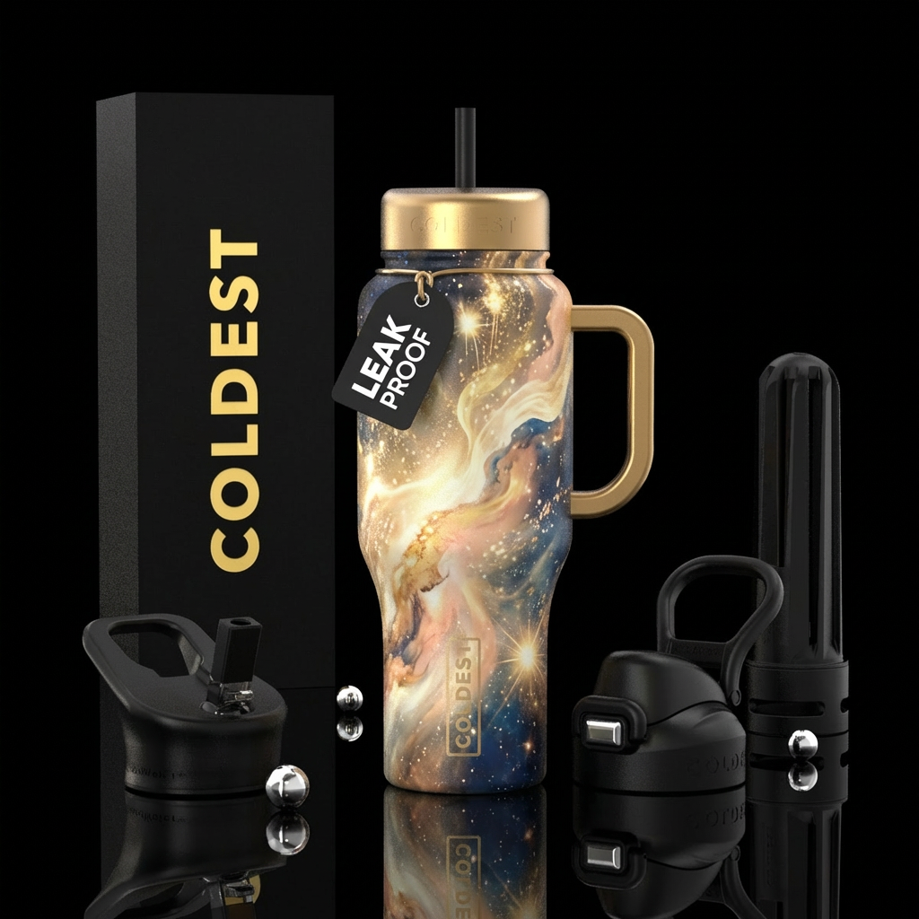 Champagne supernova water bottle design