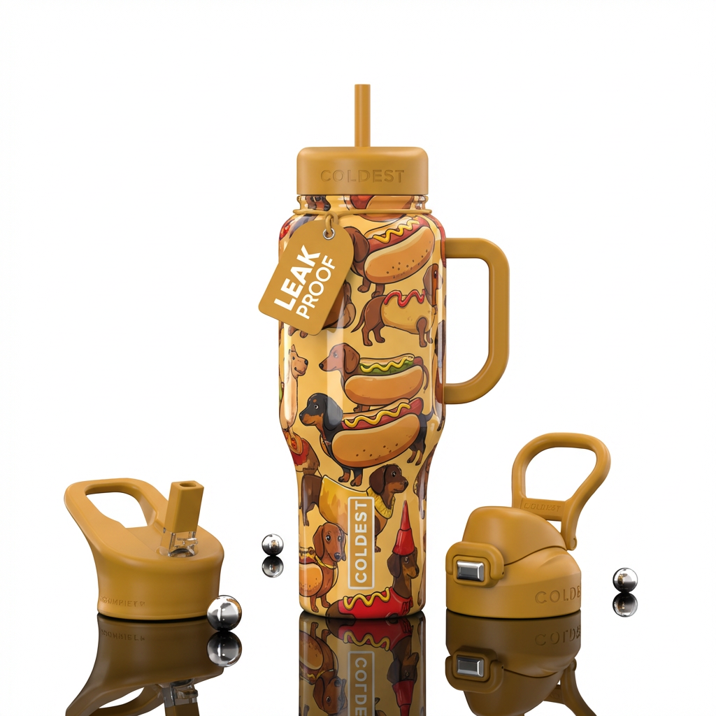 Dash hound, dressed as wiener dogs water bottle design