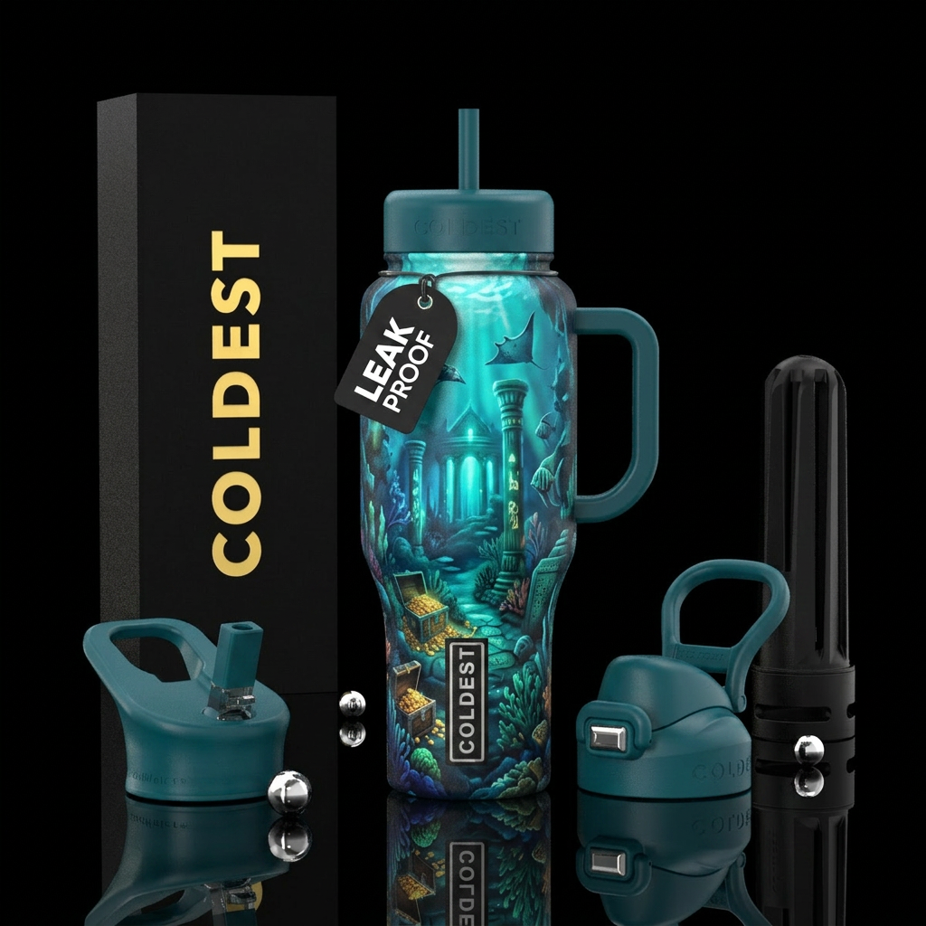 Underwater world of Atlantis water bottle design