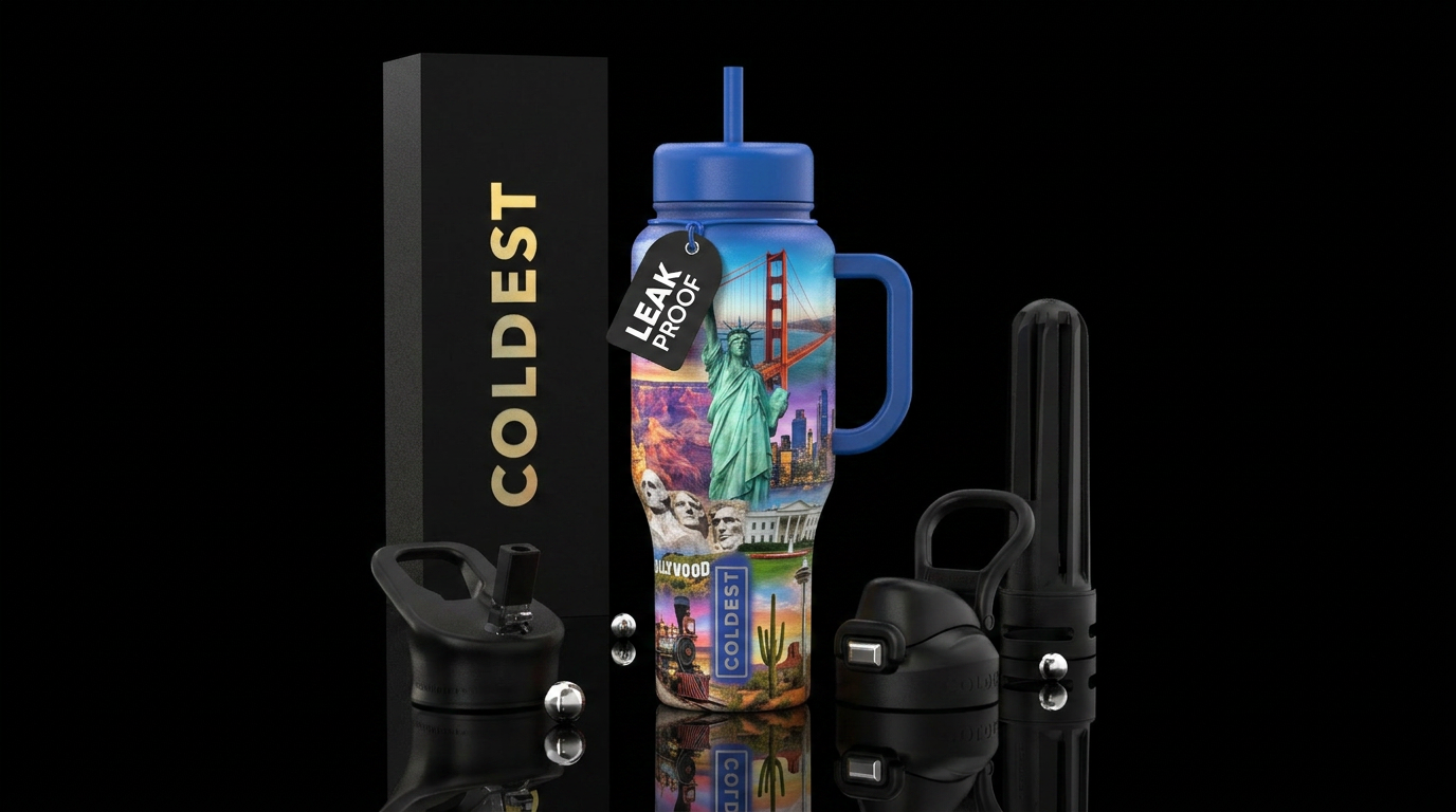 USA Landmarks water bottle design