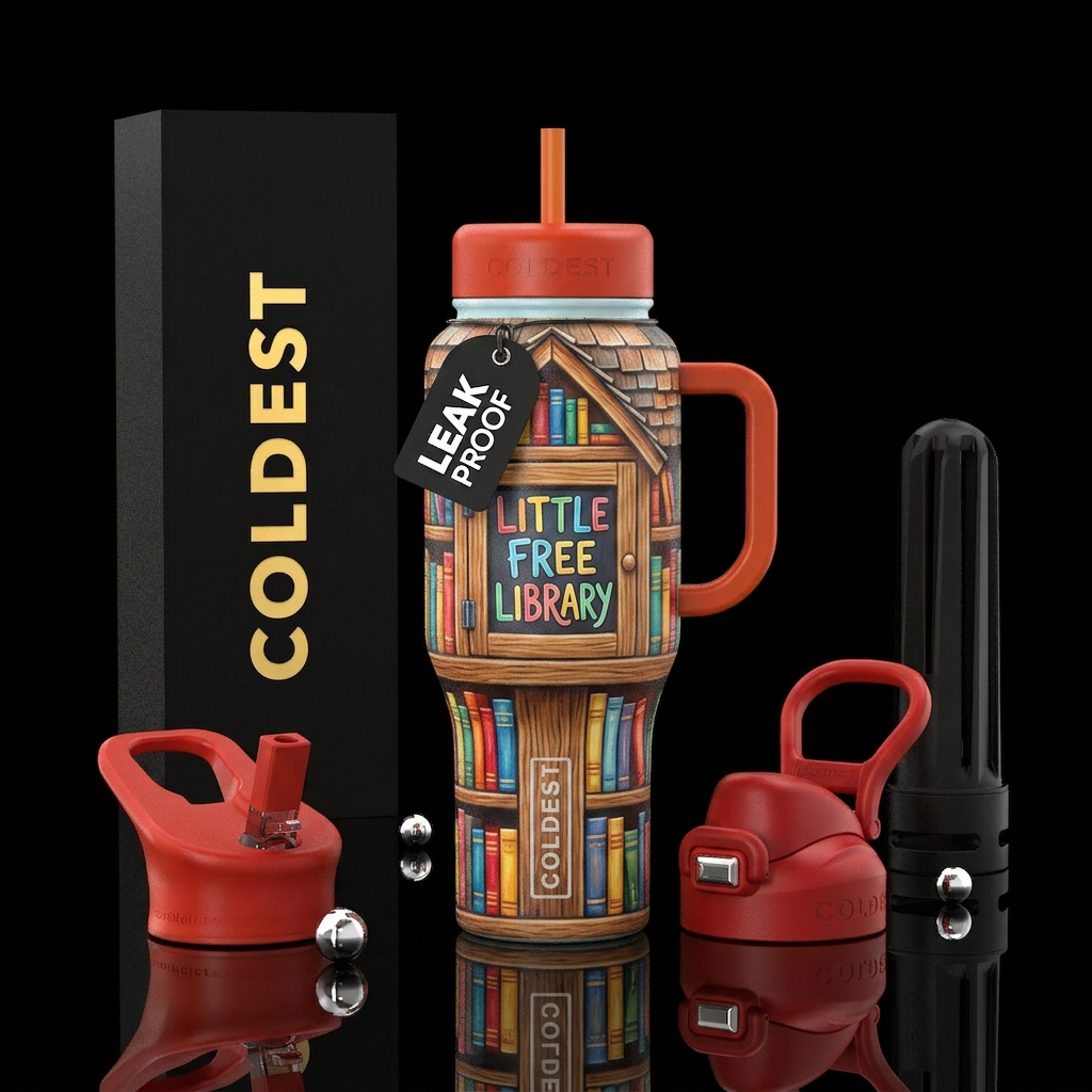 Little free libary water bottle design
