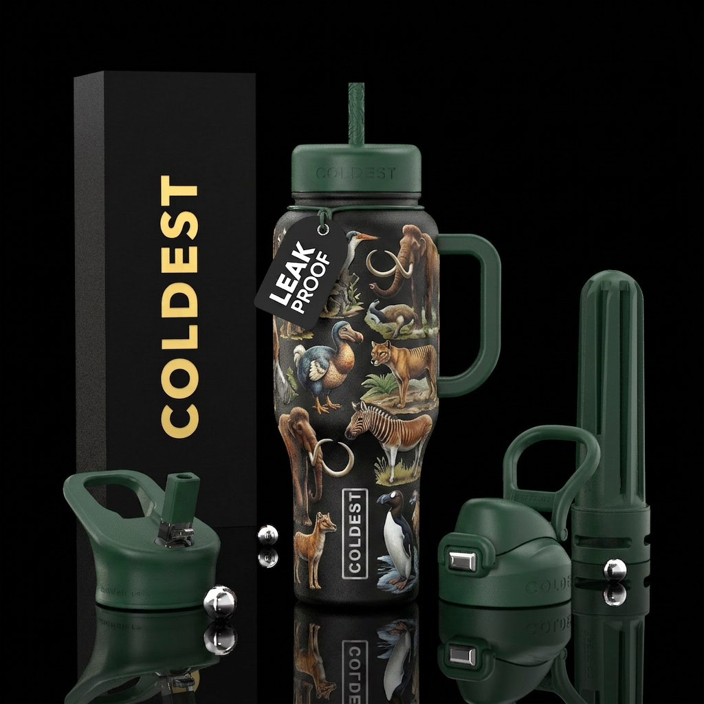 Endangered Prehistoric Animals water bottle design